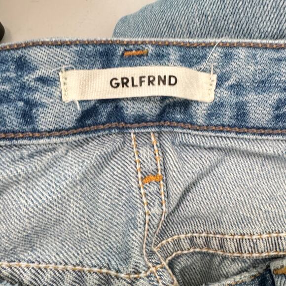 Grlfrnd Kiara Tomboy Jeans Light Wash Blue Tripped Up Distressed Ripped Size 30 - Picture 12 of 13